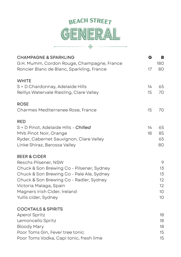 wine beer list