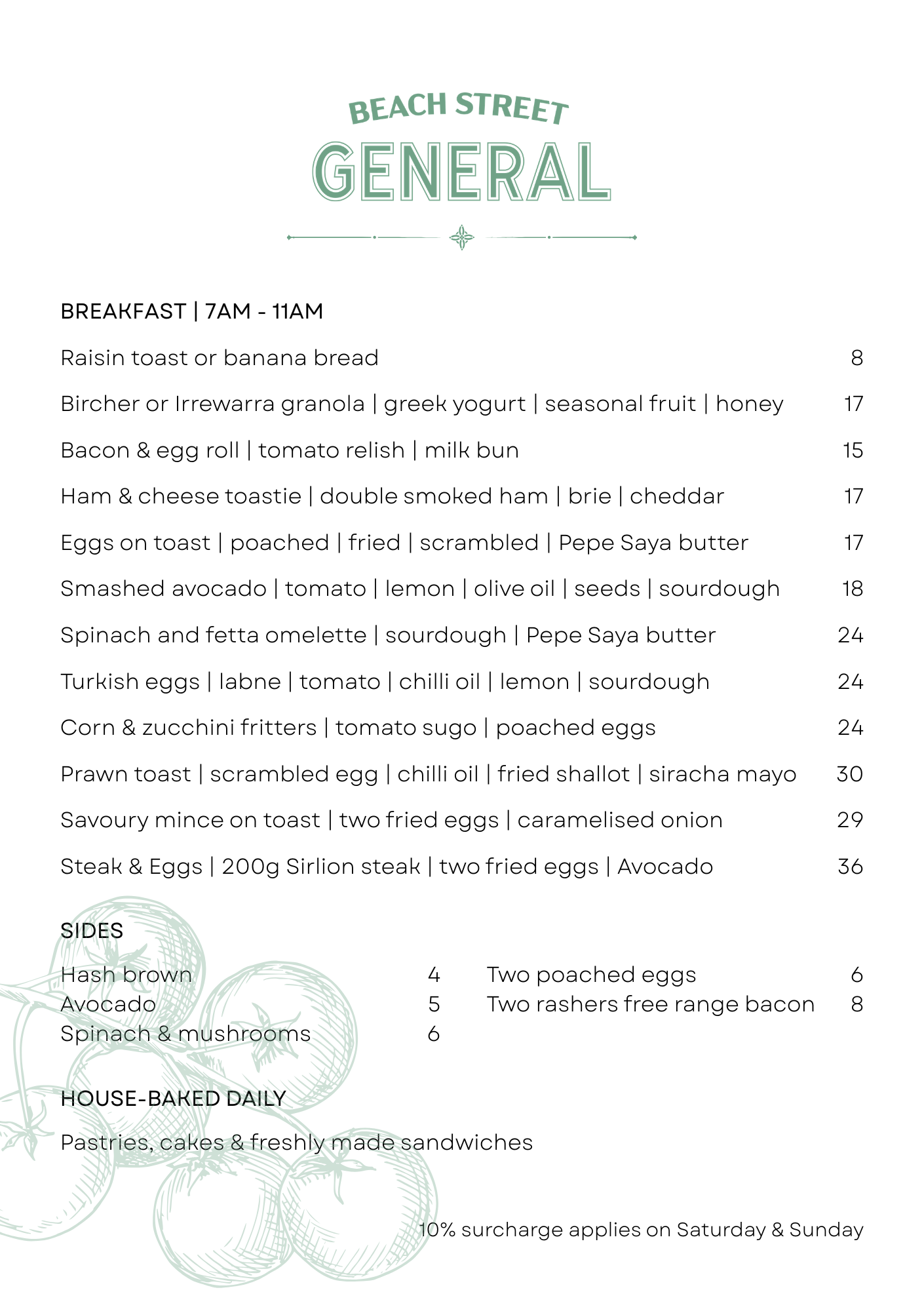 beach street general coogee breakfast menu