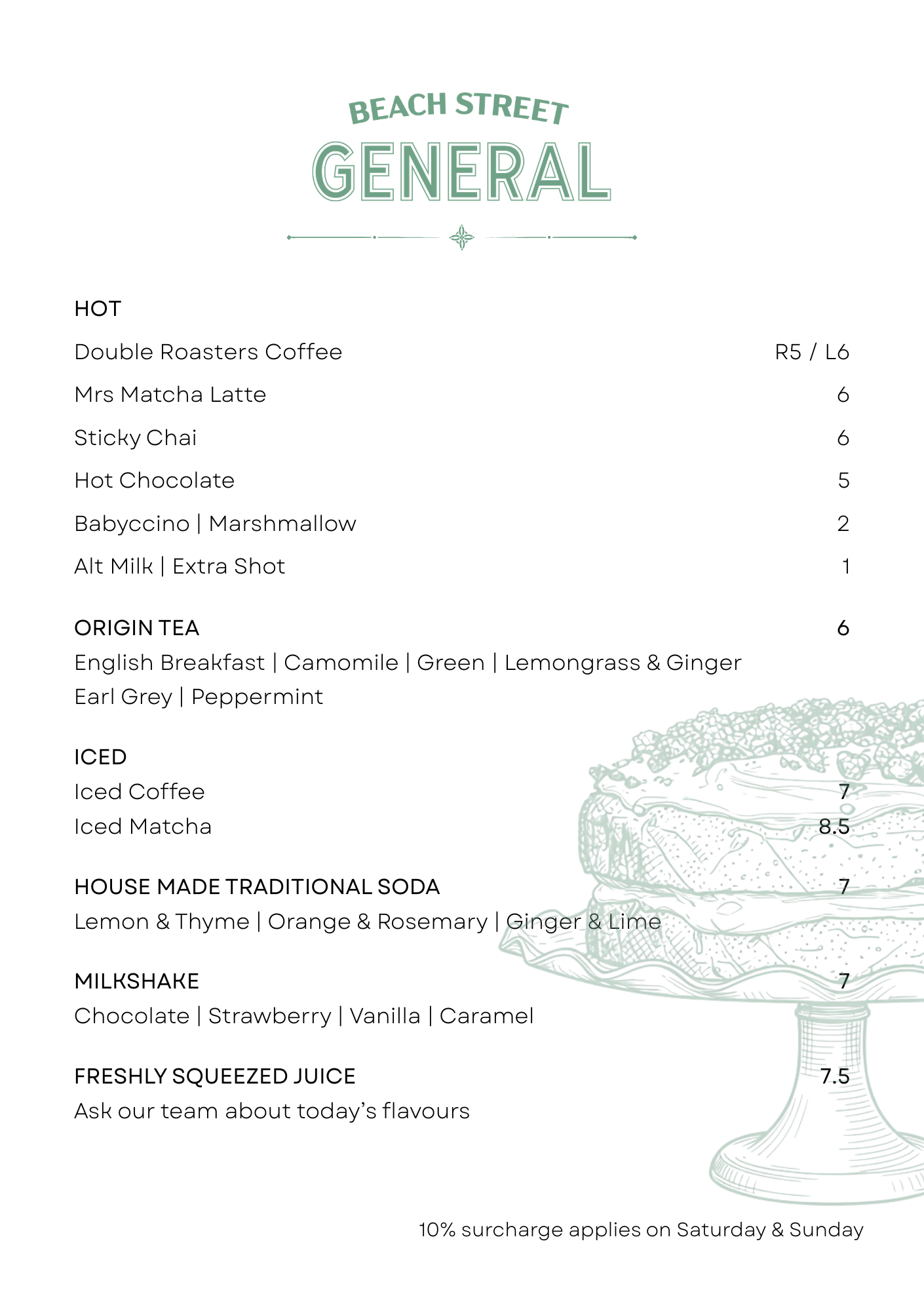 beach street general coogee drinks menu
